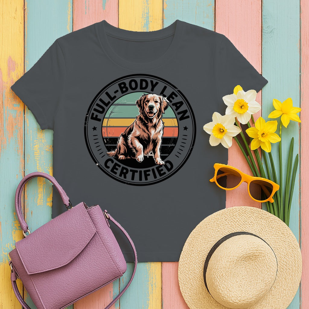 Full Body Lean Certified Golden Retriever T-Shirt in Charcoal