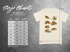 Gildan 5000 heavy cotton t-shirt size chart with width and length measurements.