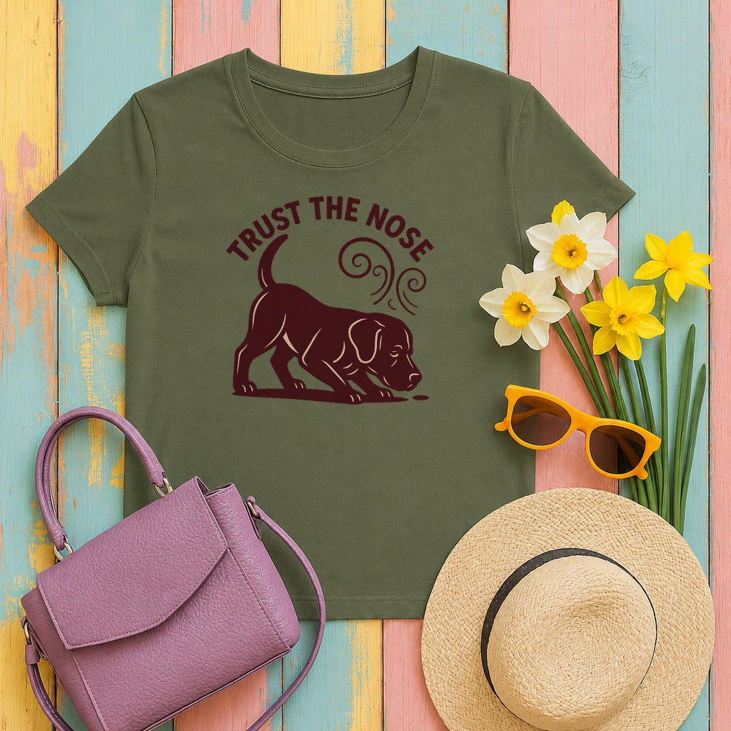 Trust The Nose Labrador T-Shirt in Military Green