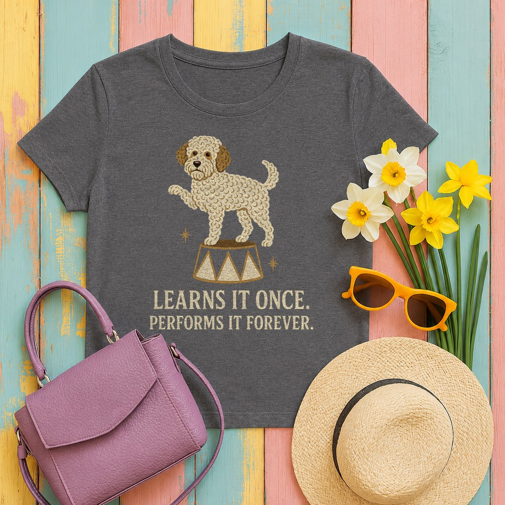 Lagotto Learns It Once Tee in Dark Grey Heather
