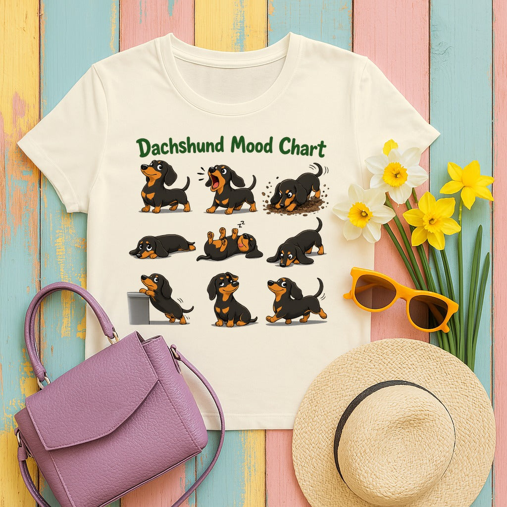 Dachshund Mood Chart T-Shirt in Natural