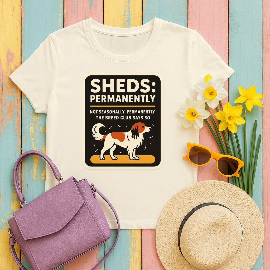 Kooikerhondje Sheds Permanently Tee in Natural