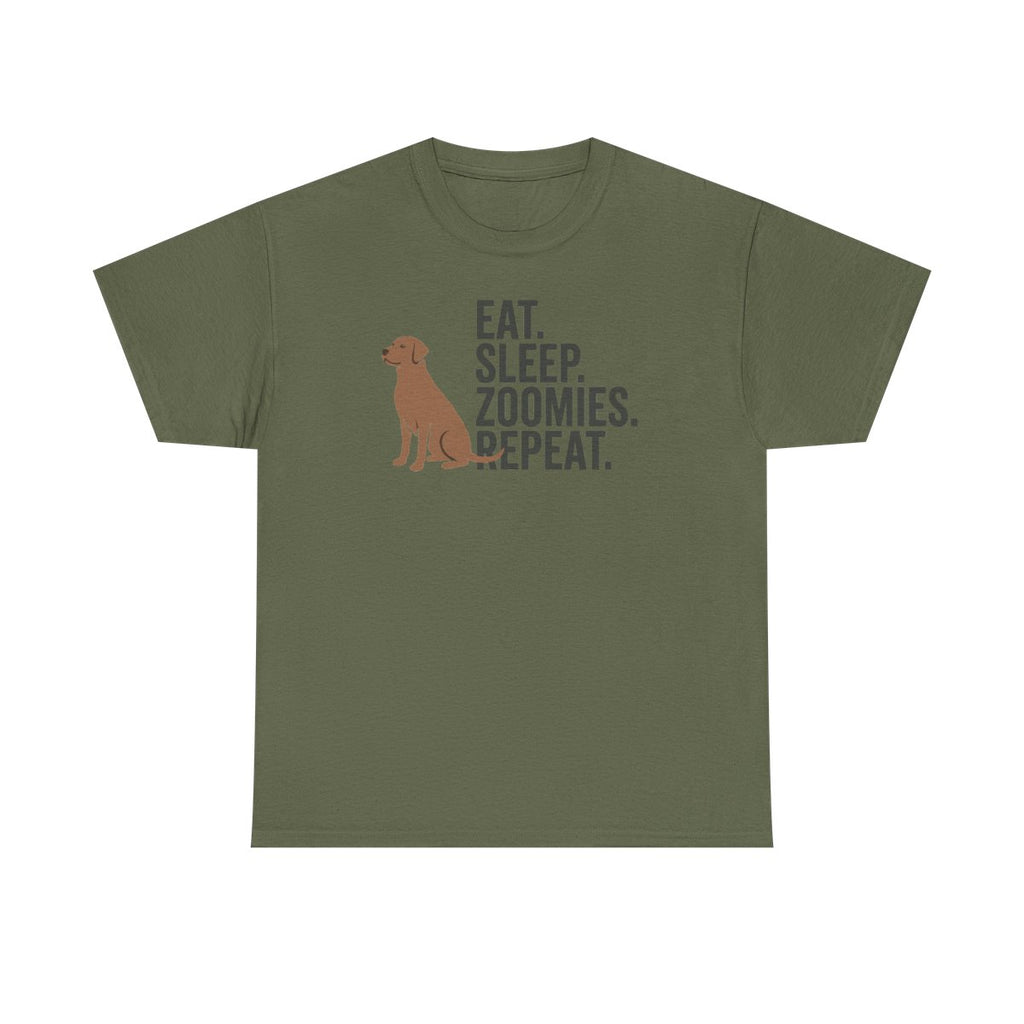 Eat Sleep Zoomies Repeat Dog T-Shirt - Military Green