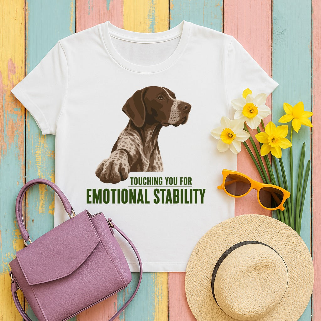 Emotional Stability German Shorthaired Pointer T-Shirt in White