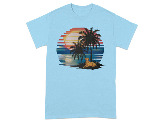 Vibrant Sunset Beach Dog Tropical Design T-Shirt product