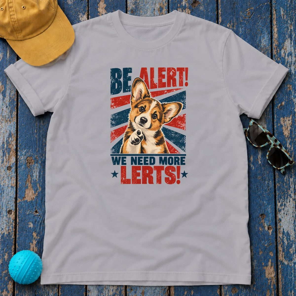 Corgi Be Alert We Need More Lerts Tee in Athletic Heather