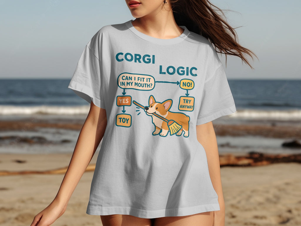 Corgi Logic flowchart graphic with a corgi holding a broom.