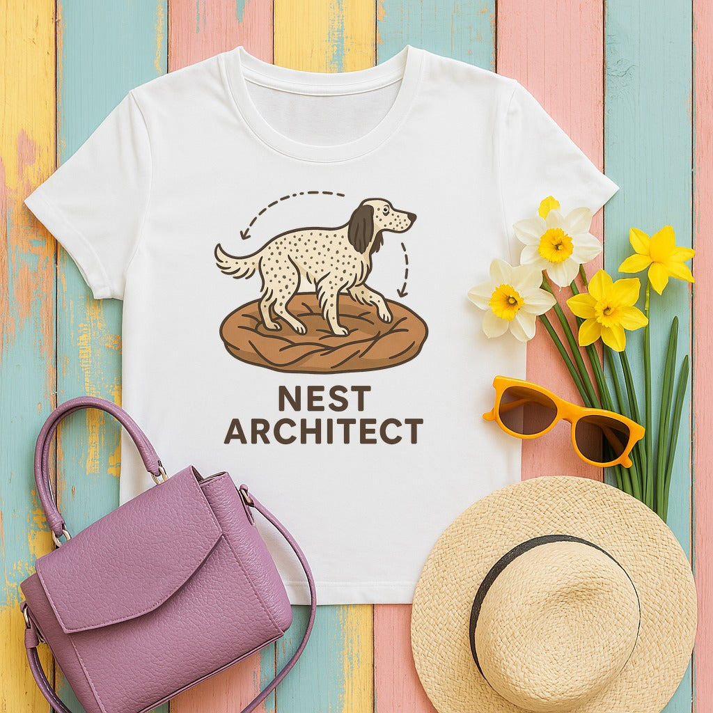 English Setter Nest Architect Tee in White