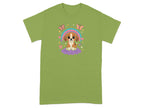 Cute Cartoon Puppy with Rainbow and Butterflies Shirt