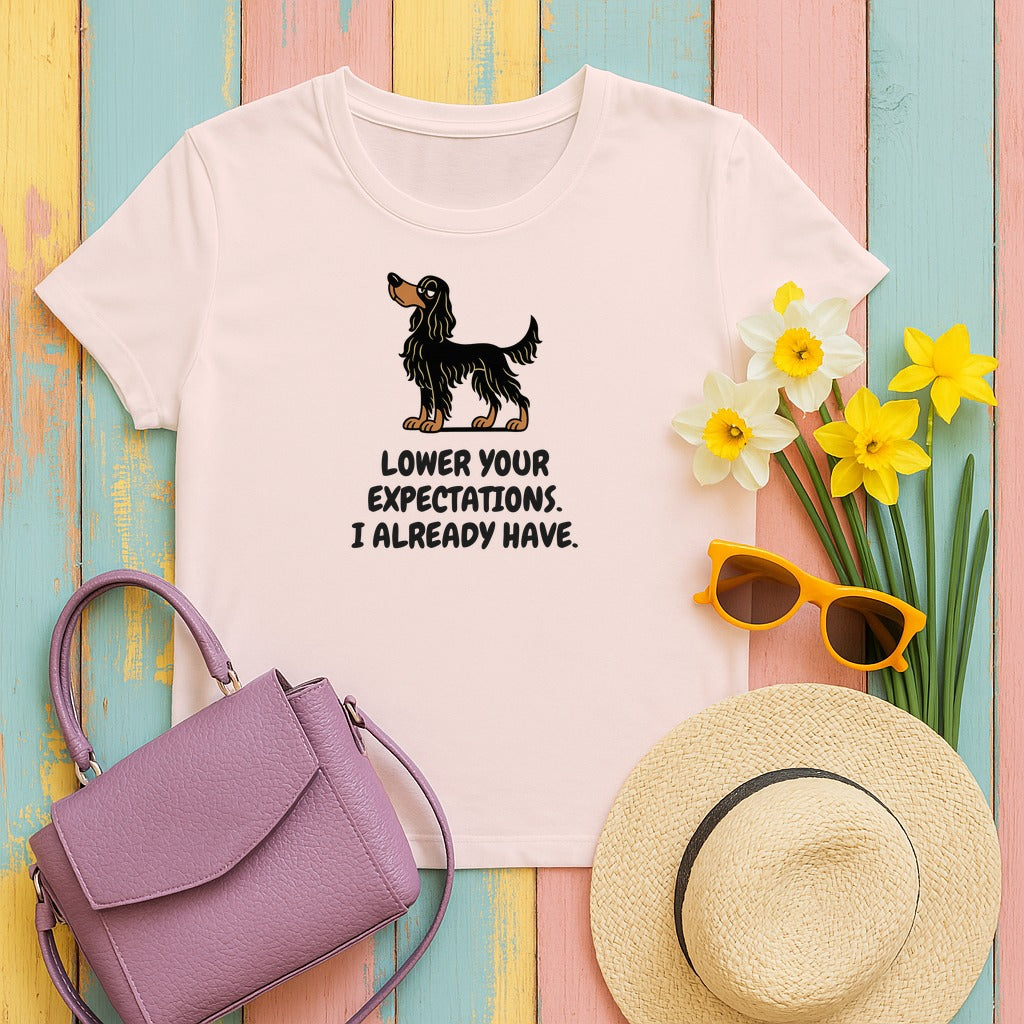 Gordon Setter Lower Your Expectations Tee in Soft Pink