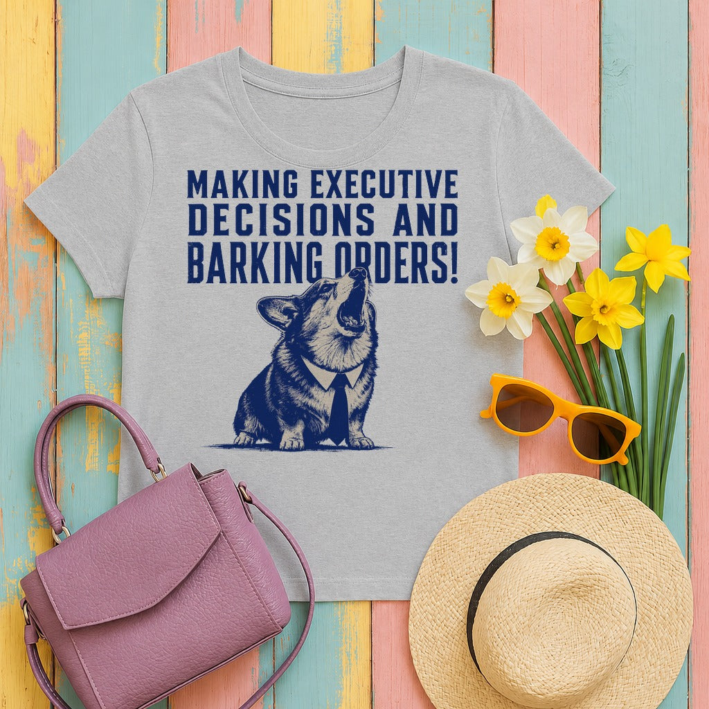 The Executive Corgi Decisions t-shirt