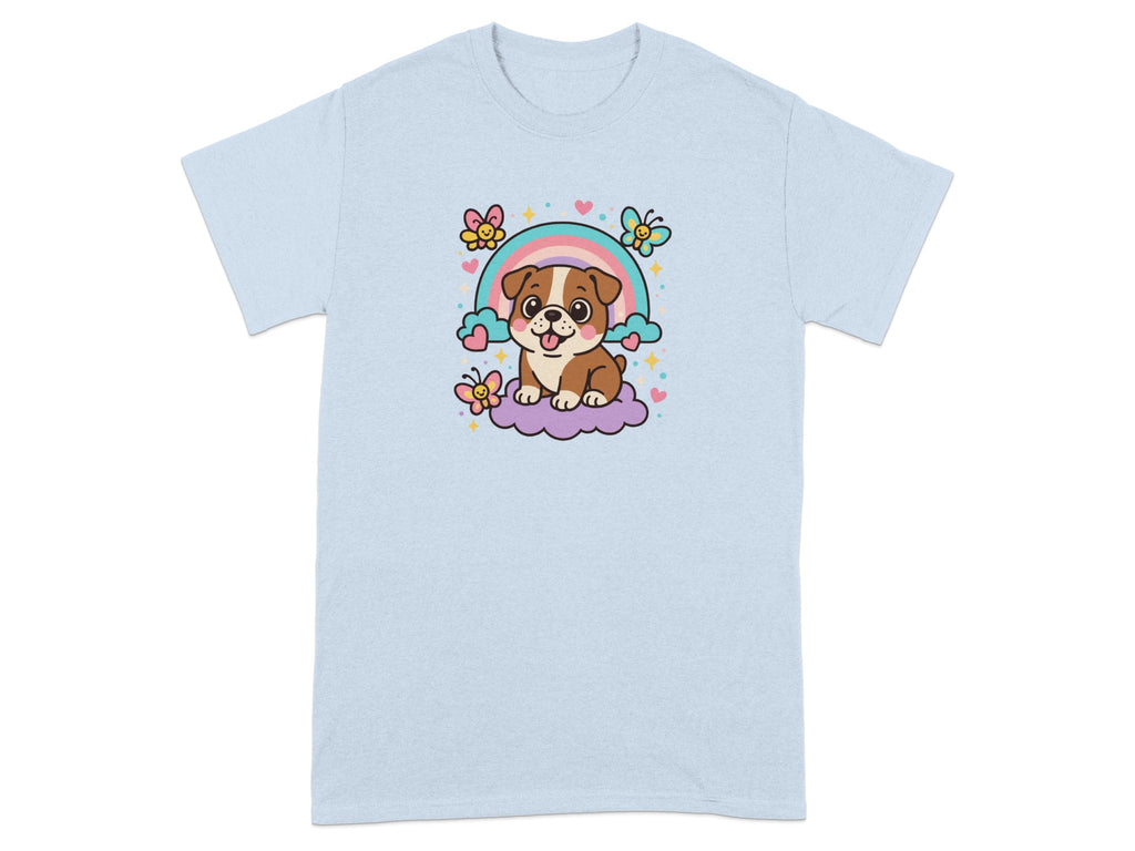 Cute Puppy and Rainbow with Flowers Design T-shirt