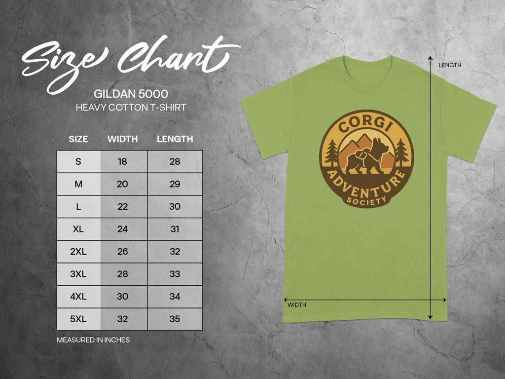 Corgi Adventure Society Graphic Heavy Cotton T Shirt