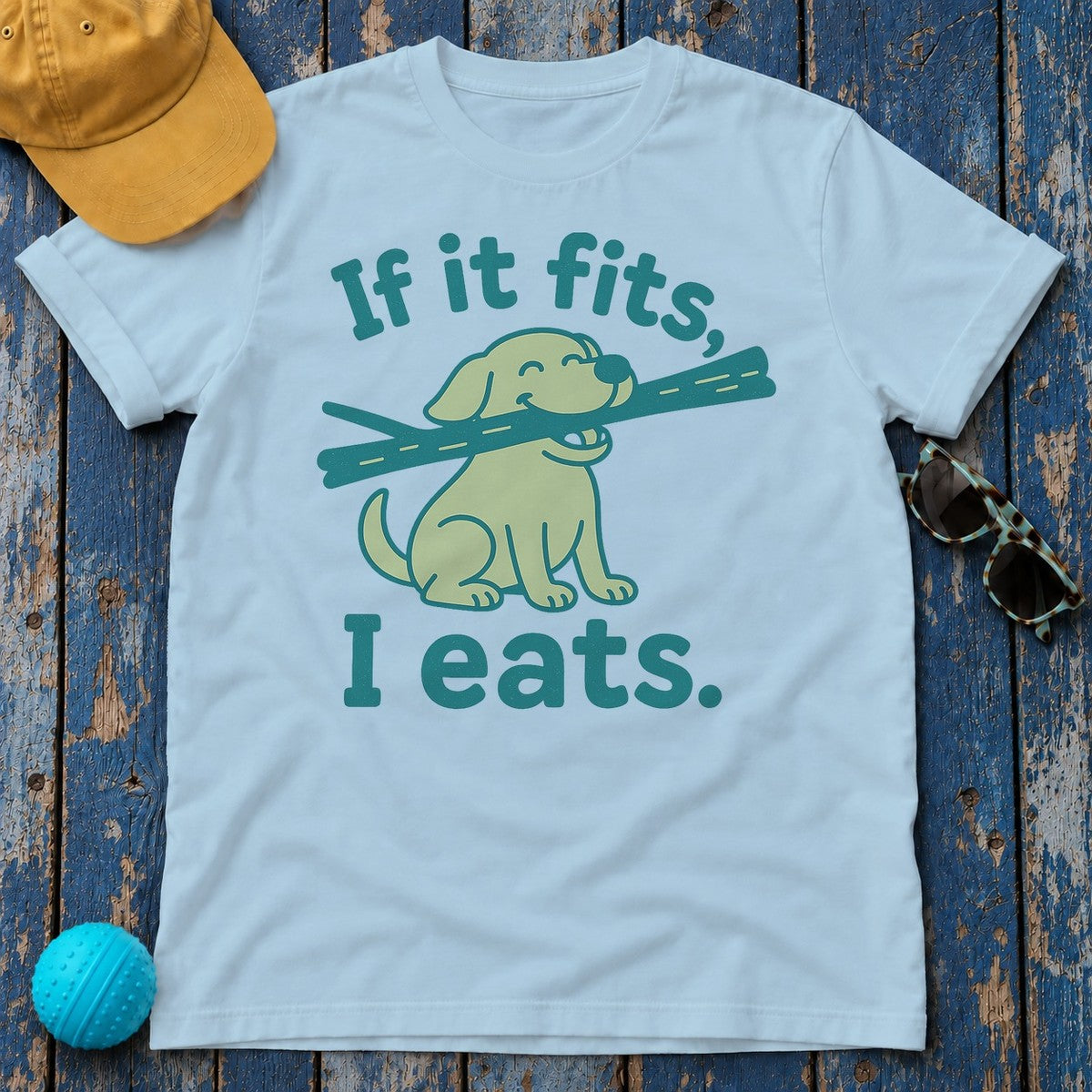 If It Fits I Eats T-Shirt in Light Blue