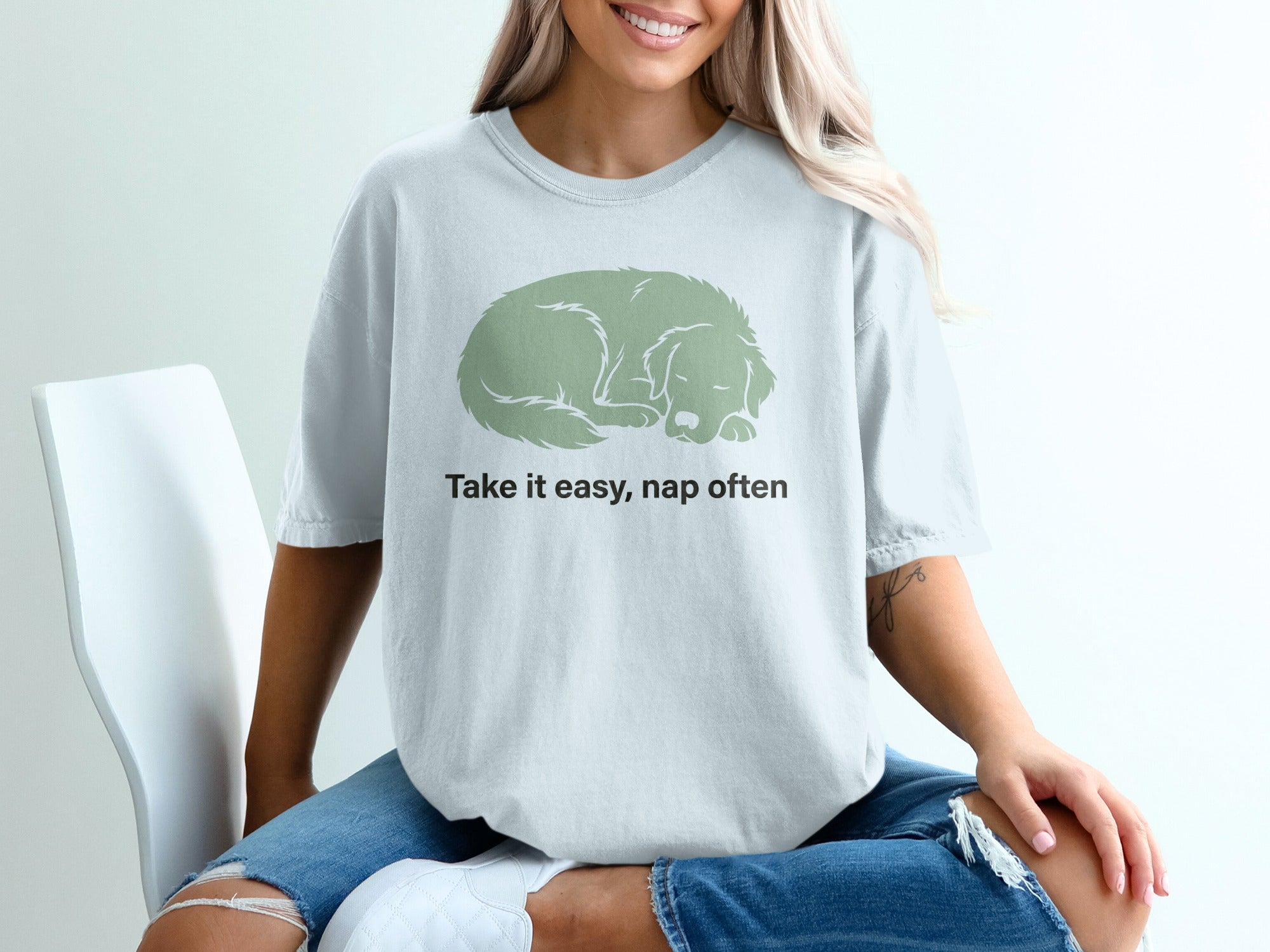 Take It Easy Nap Often Dog Graphic T-Shirt