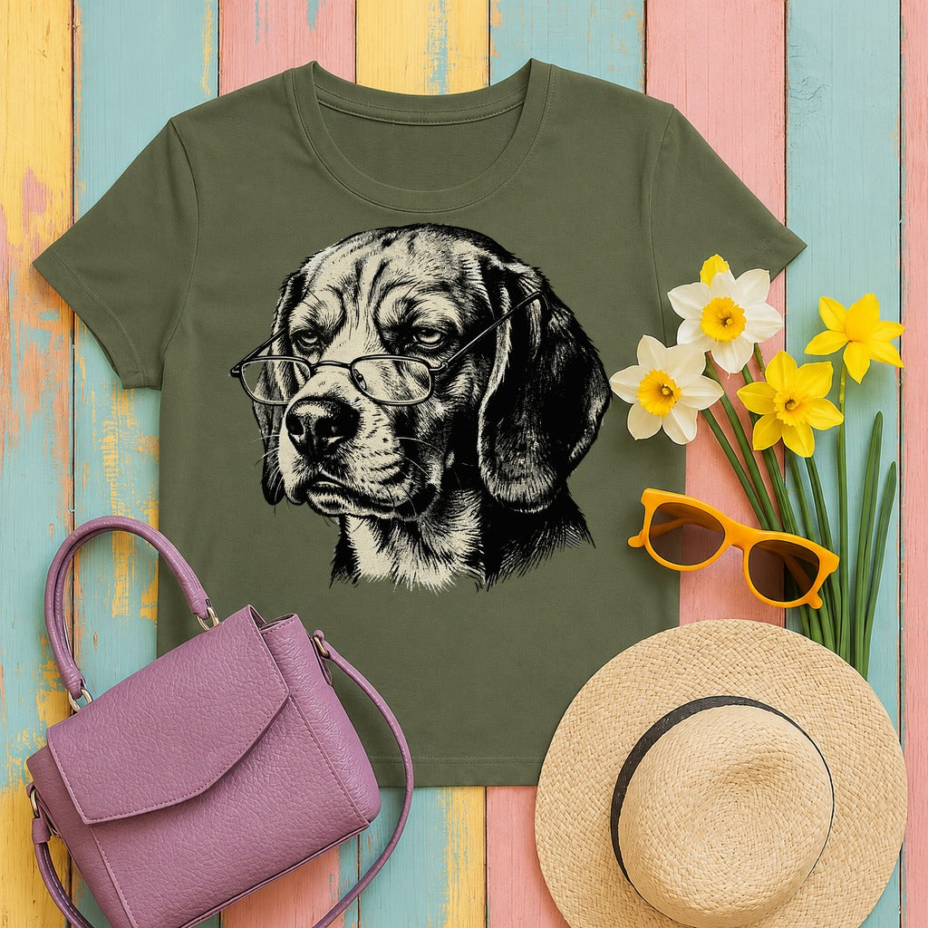 Disappointed Beagle T-Shirt in Military Green