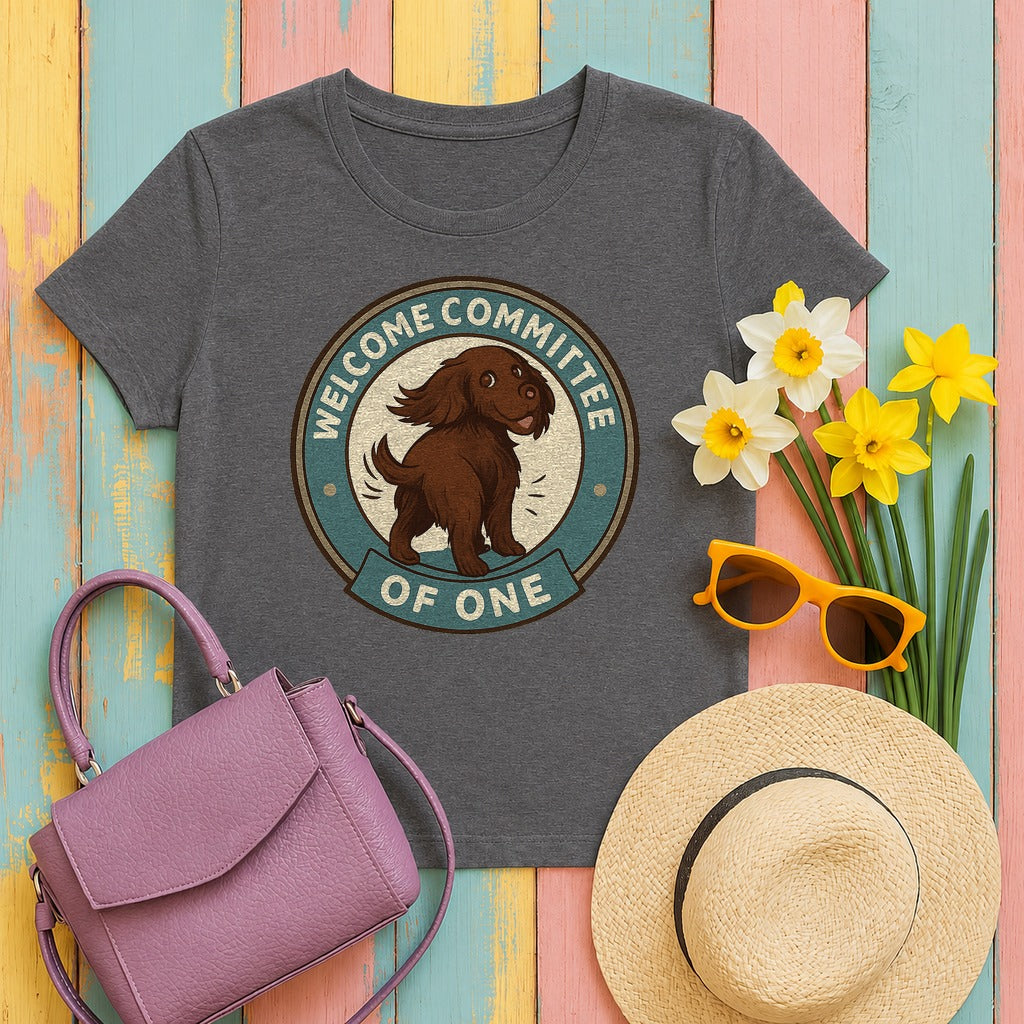 Boykin Spaniel Welcome Committee of One T-shirt in Dark Grey Heather