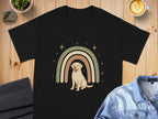 Graphic Rainbow and Dog Design on Black T-Shirt product