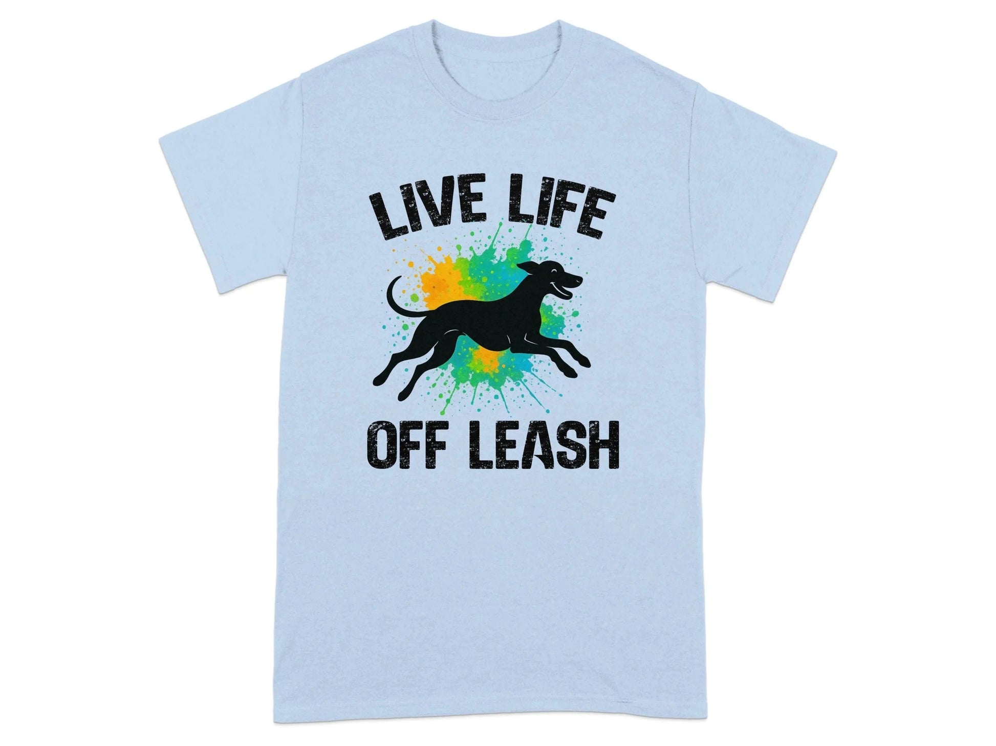 Live Life Off Leash Running Dog Silhouette Graphic T-Shirt T-shirt