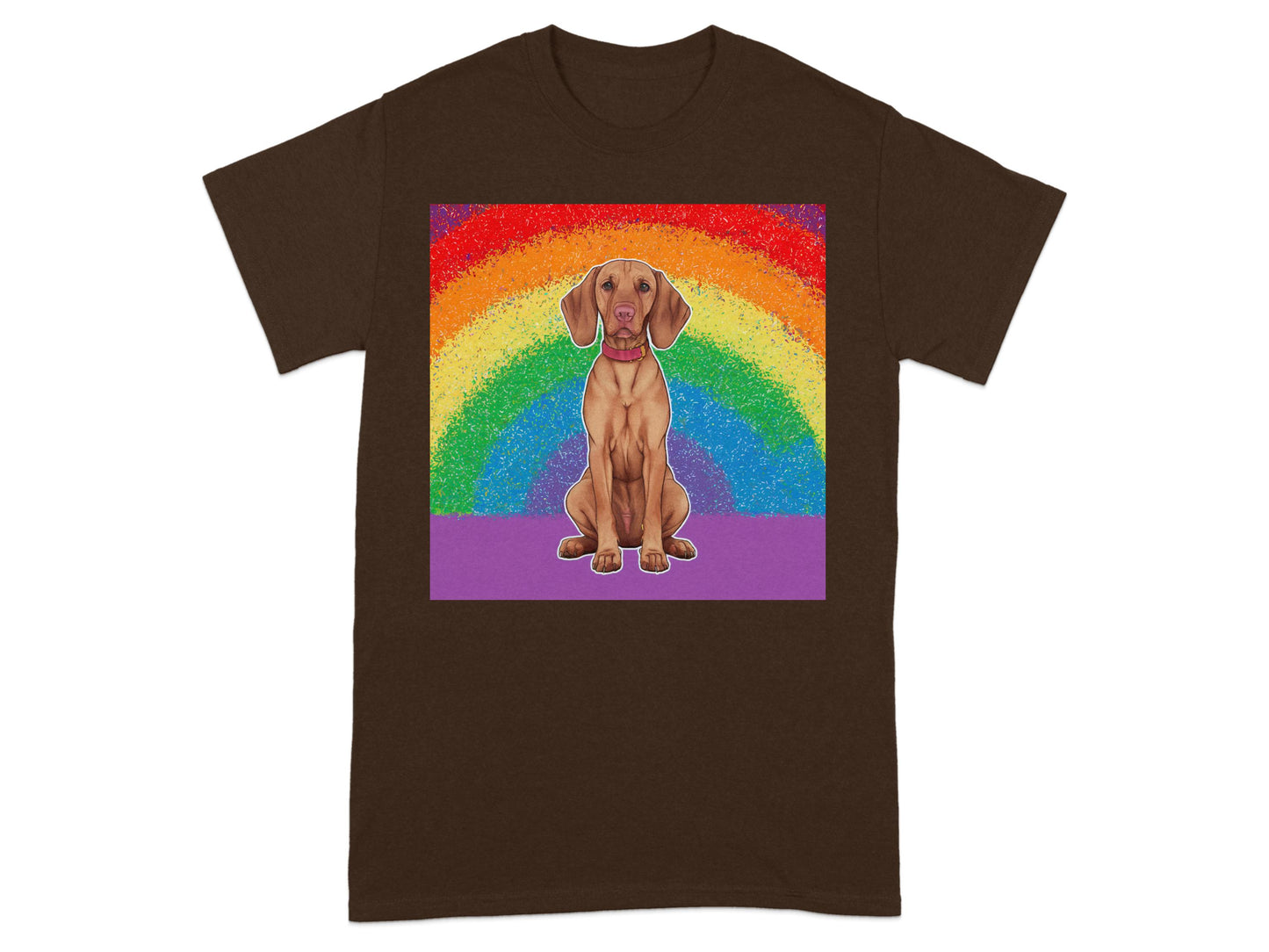 Rainbow Dog Print on Brown Unisex T-Shirt product
