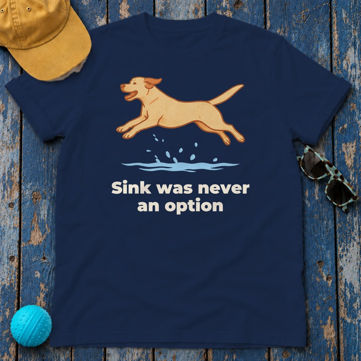 Yellow Labrador Sink Was Never An Option Tee in Navy