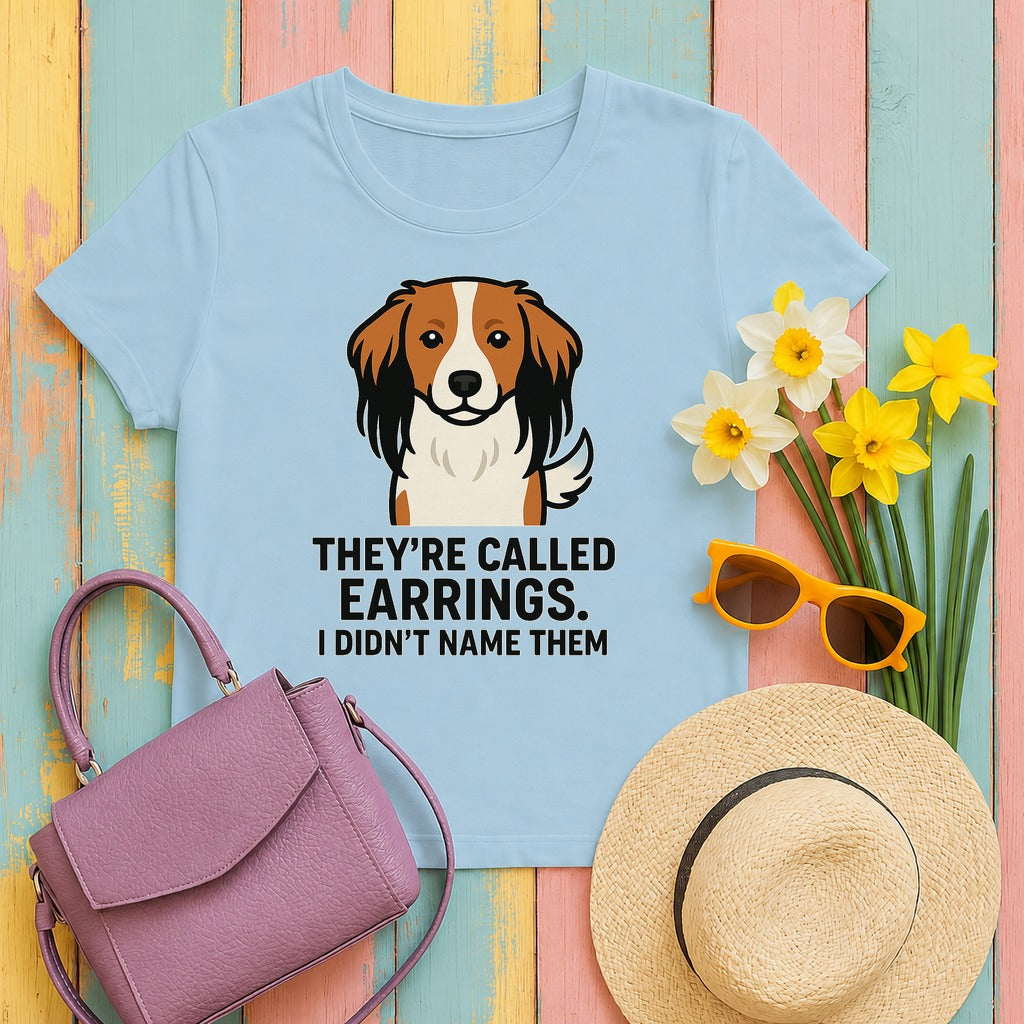 Kooikerhondje They're Called Earrings Tee in Light Blue