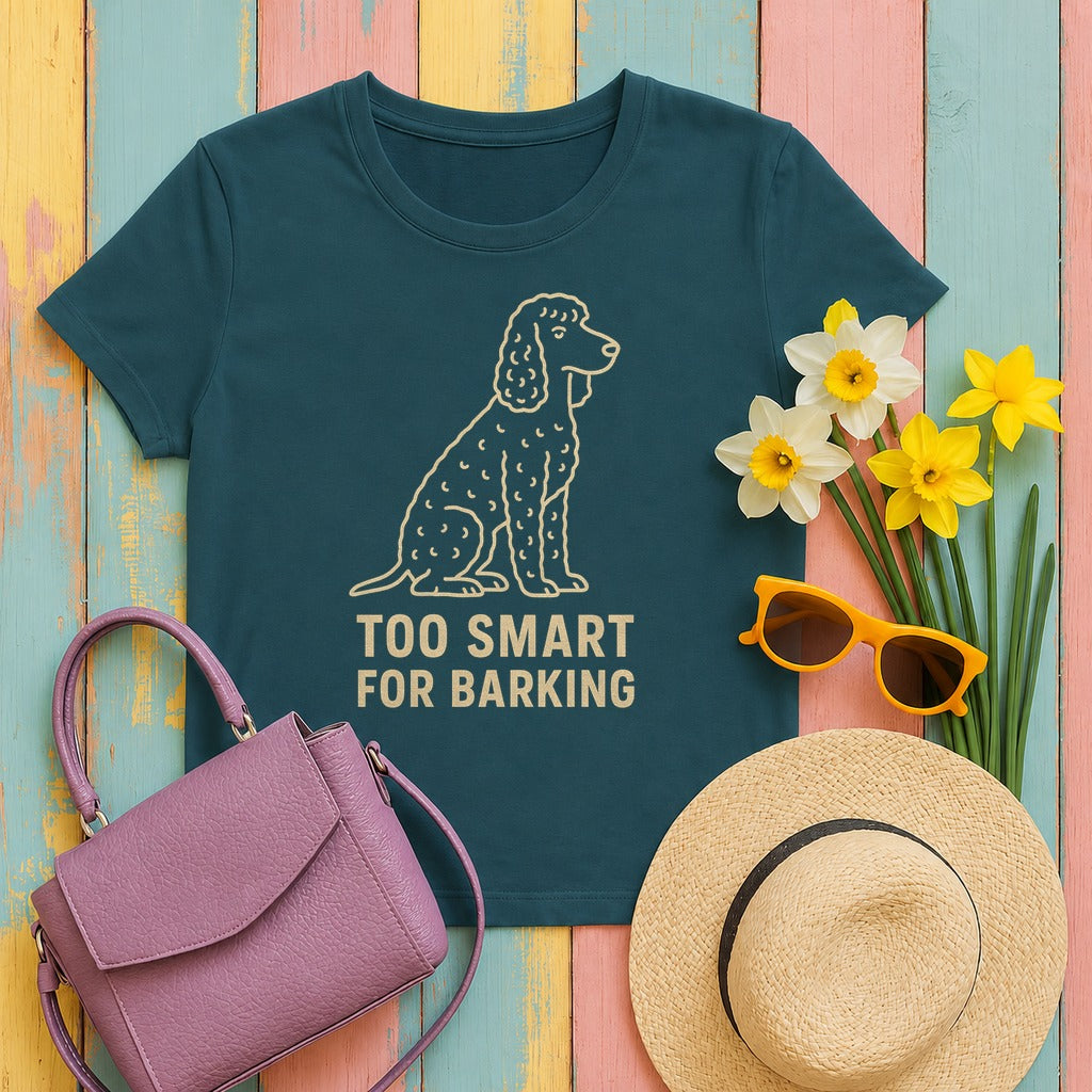 Irish Water Spaniel Too Smart For Barking Tee in Heather Deep Teal