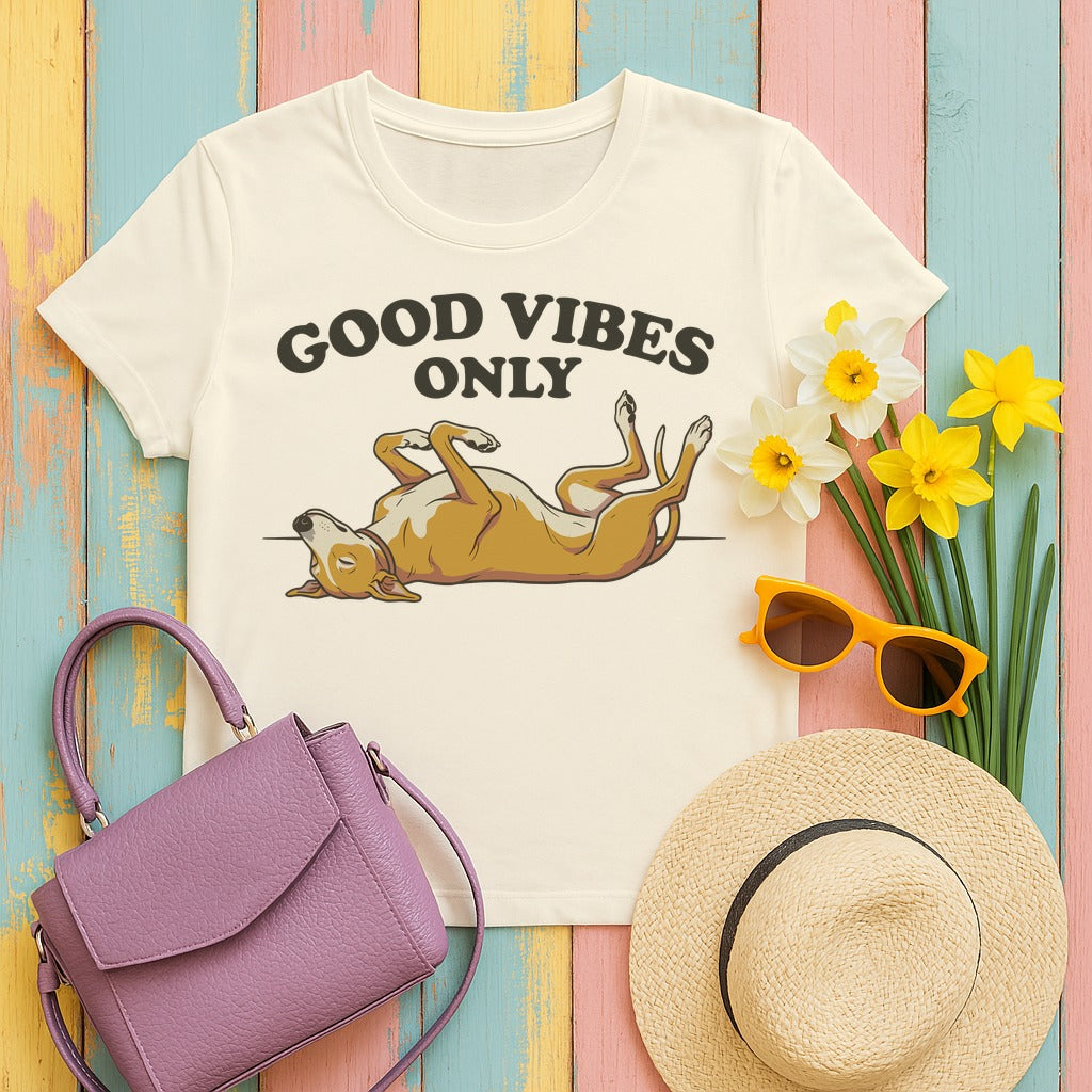 Good Vibes Only Relaxed Greyhound T-Shirt in Natural
