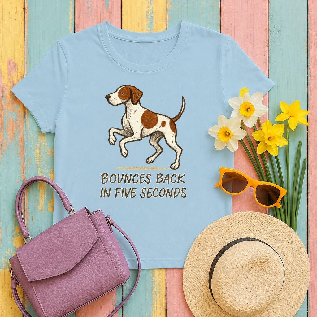 Pointer Bounces Back in Five Seconds T-shirt in Light Blue