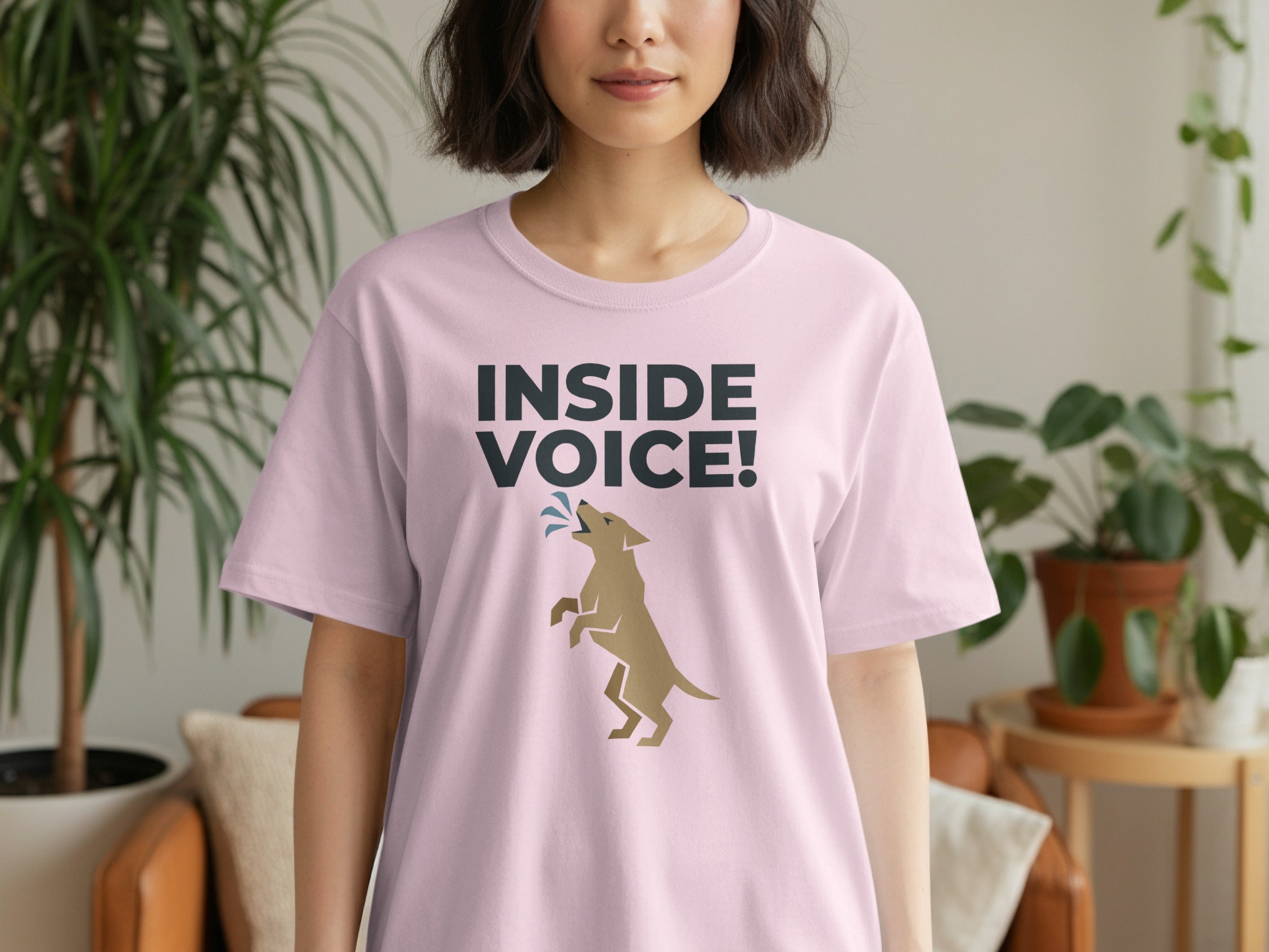 Funny Inside Voice Dog Graphic Printed Shirt
