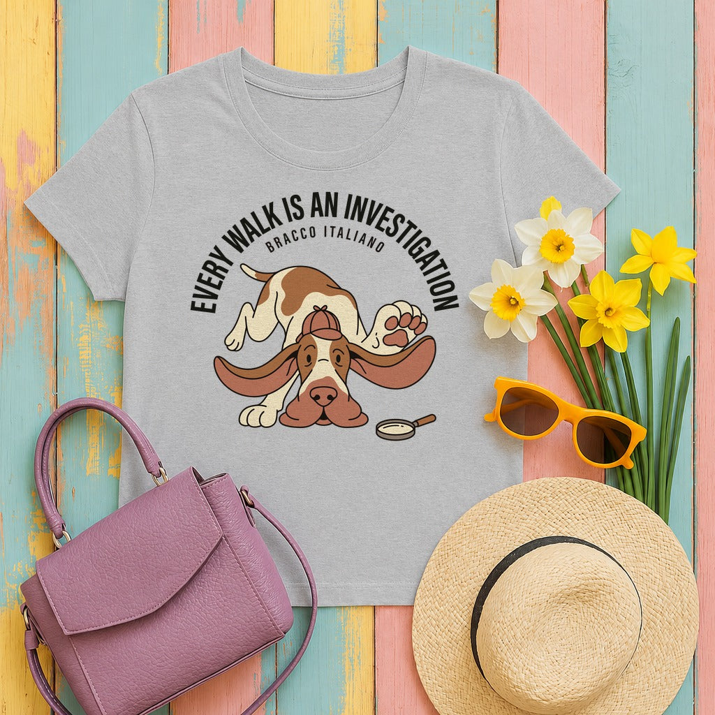 Bracco Italiano Detective Walk T-Shirt in Sport Grey