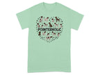 Green t-shirt with a heart of German Shorthaired Pointers and paw prints.