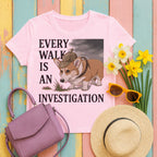 Every Walk Corgi Dog Detective T-Shirt - light pink