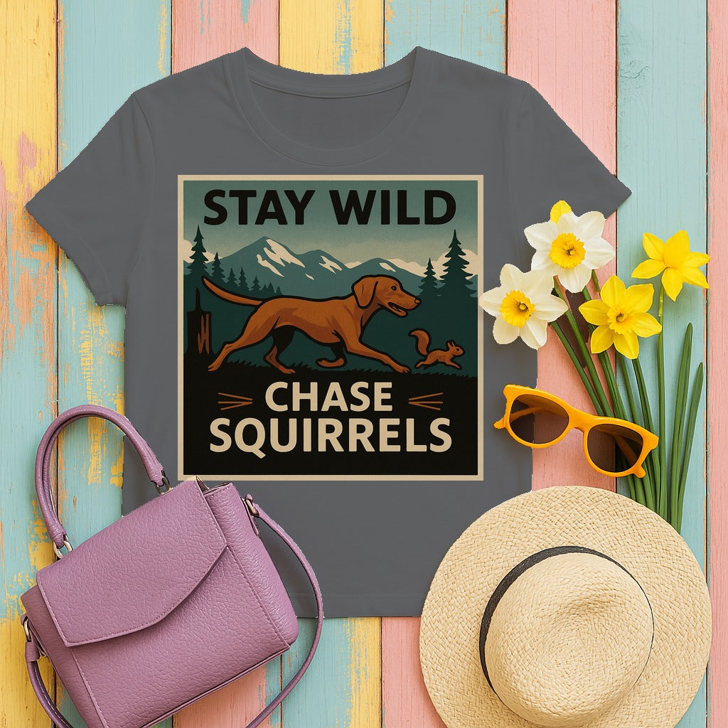 Chase Squirrels Vizsla T-Shirt. in Graphite Heather