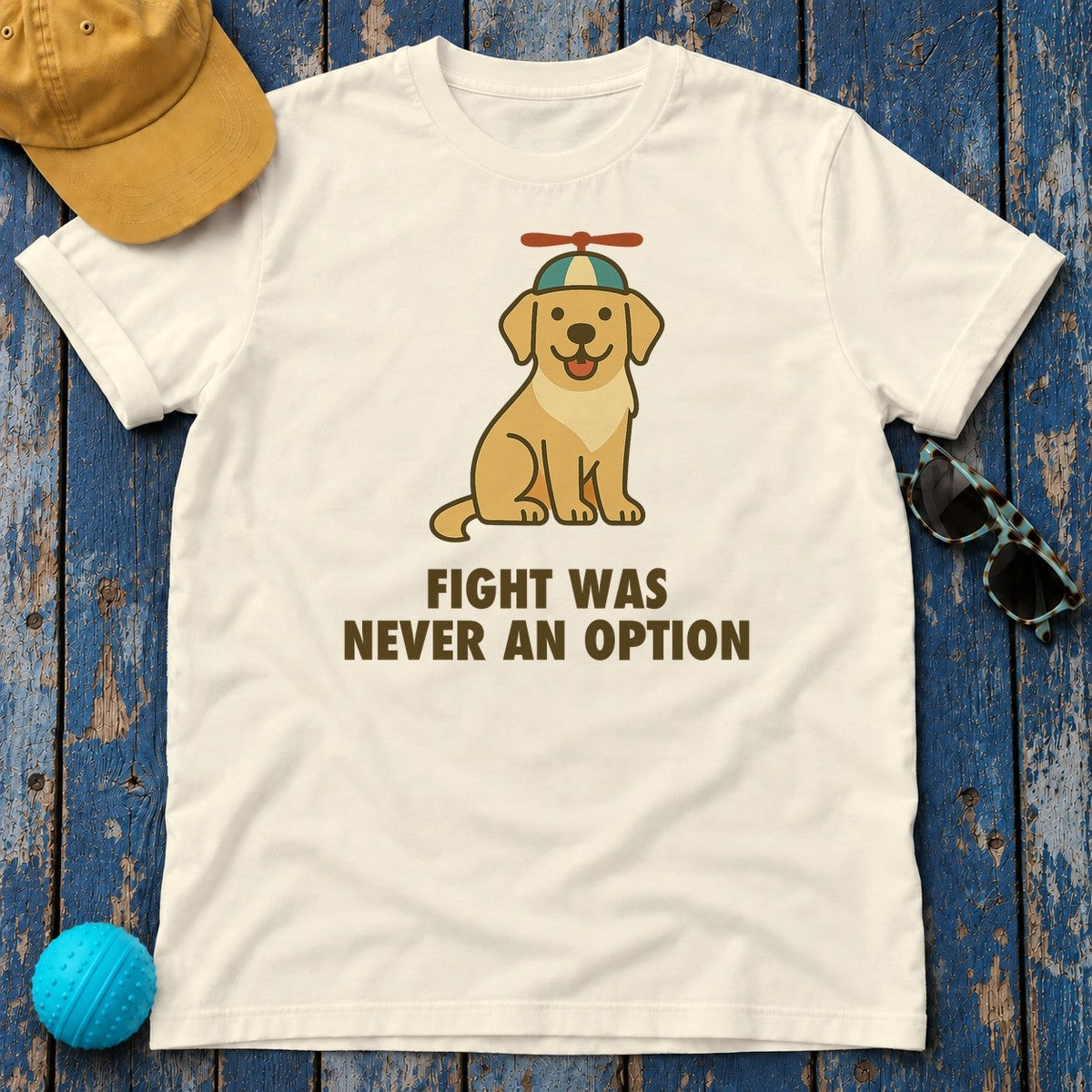 Golden Retriever Fight Was Never An Option Tee in Natural