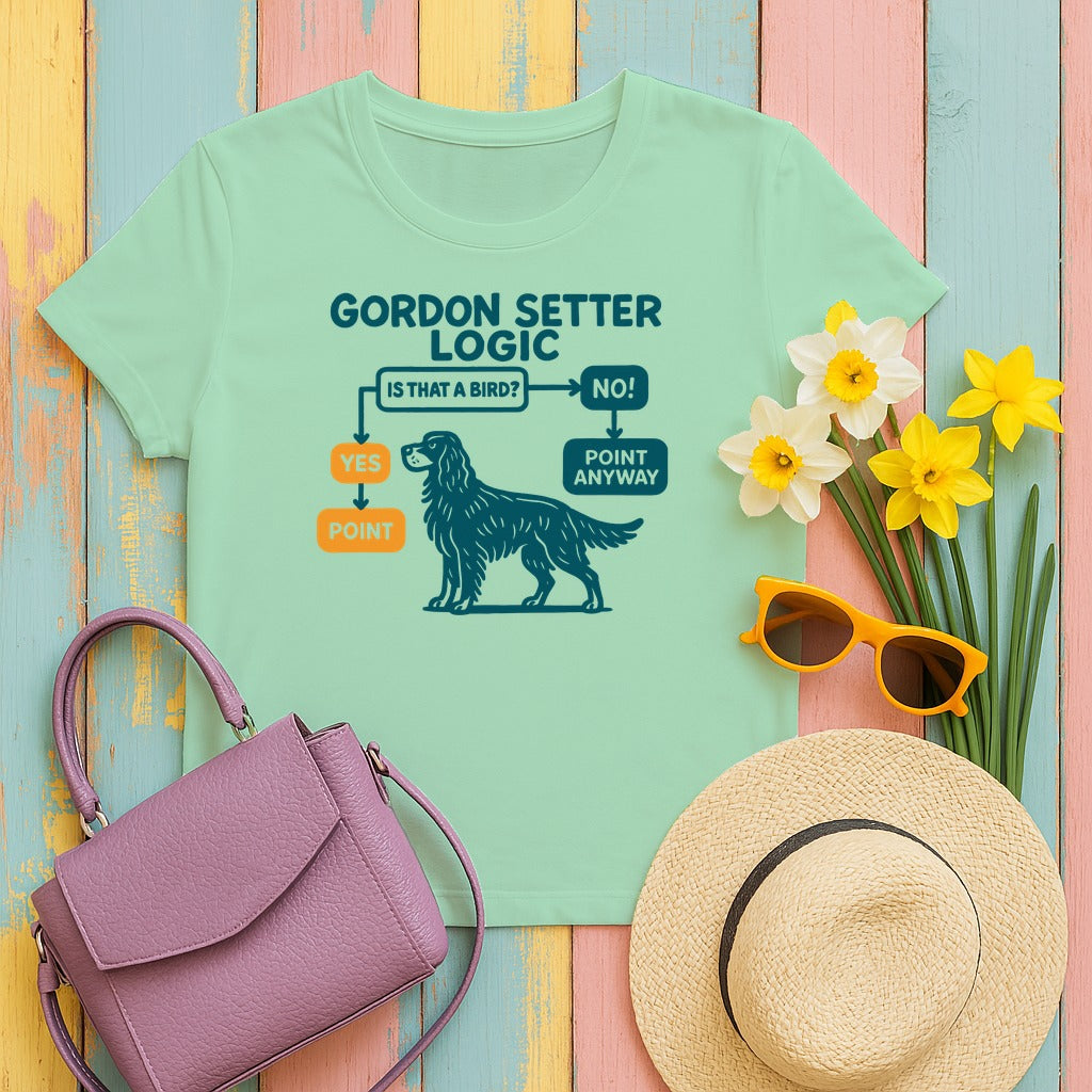 Gordon Setter Logic Flowchart T-Shirt in Mint Green