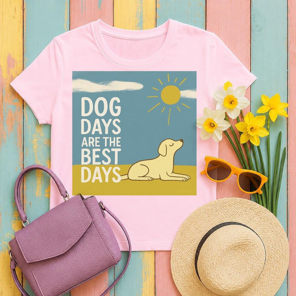 Dog Days Are the Best Days Yellow Labrador Retriever T-Shirt in Light Pink