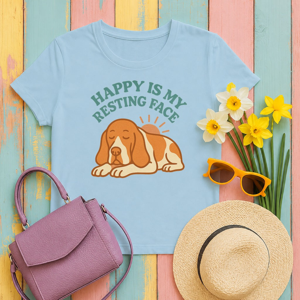 Bracco Italiano Happy Is My Resting Face Tee in Light Blue