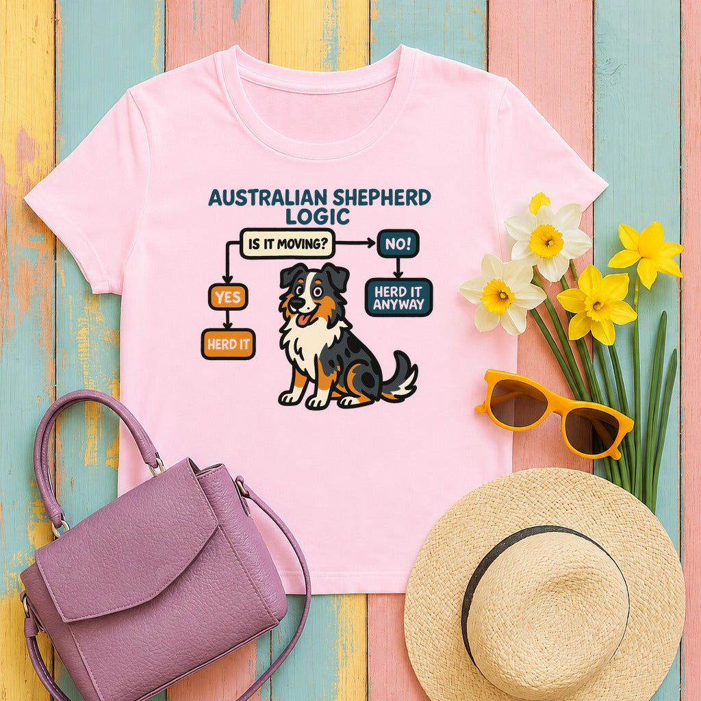 The Aussie Logic Flowchart T-Shirt in Light Pink