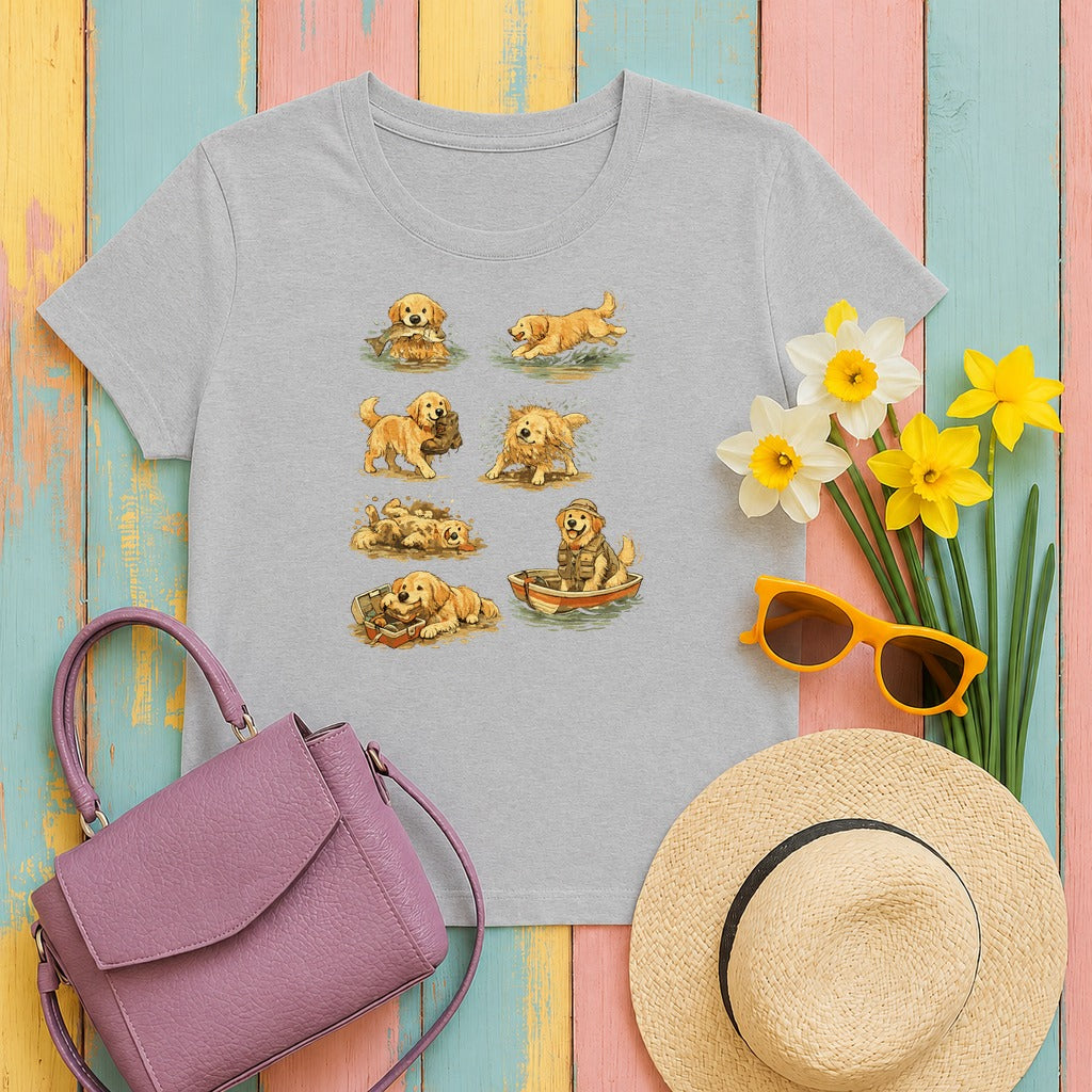 Golden Retriever Adventures T-Shirt in Sport Grey