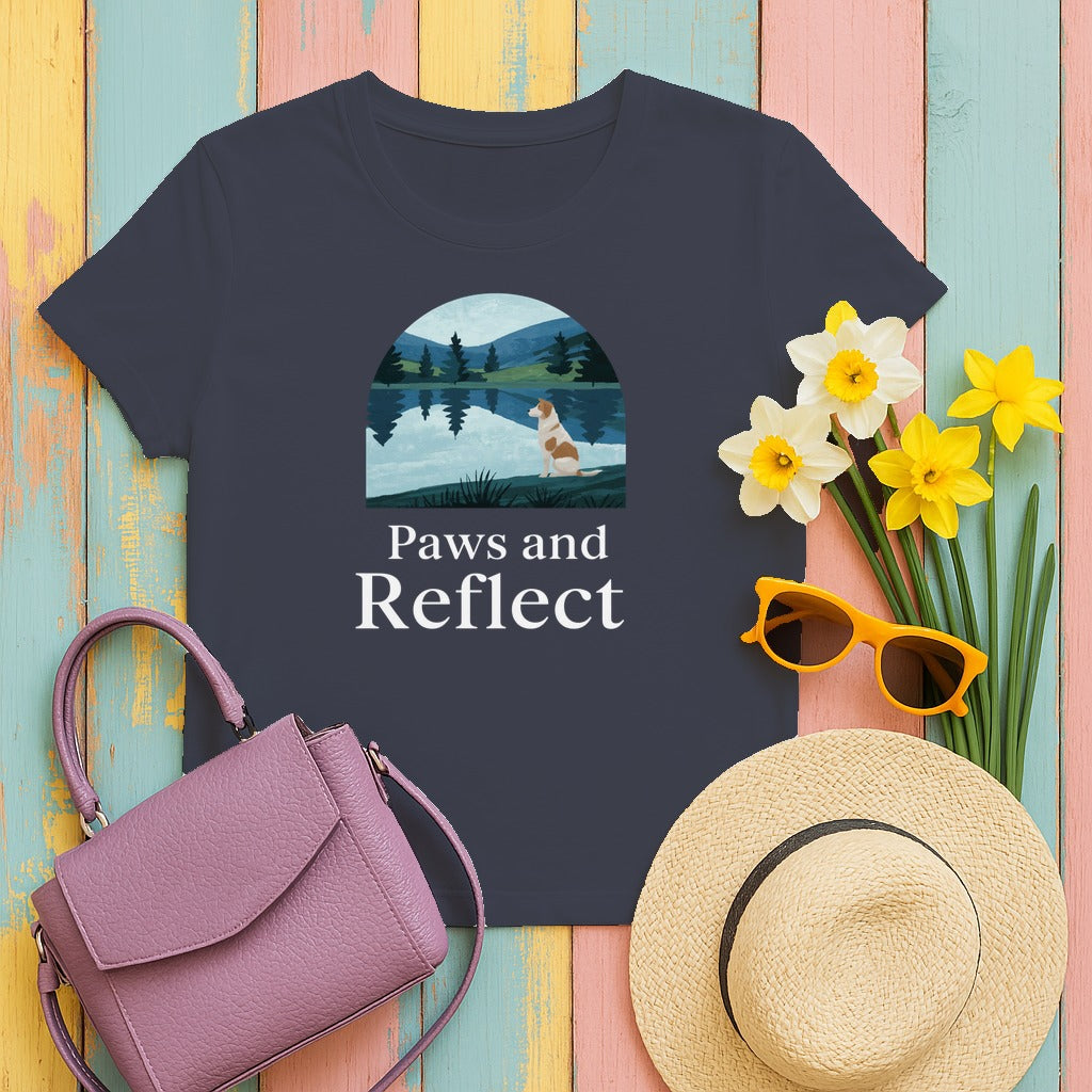 Contemplate life with our Paws and Reflect T-Shirts in Heather Navy