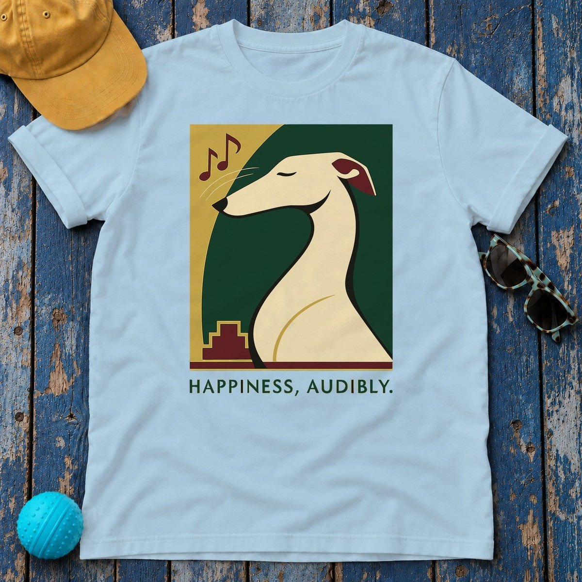 Greyhound Happiness Audibly Tee in Light Blue