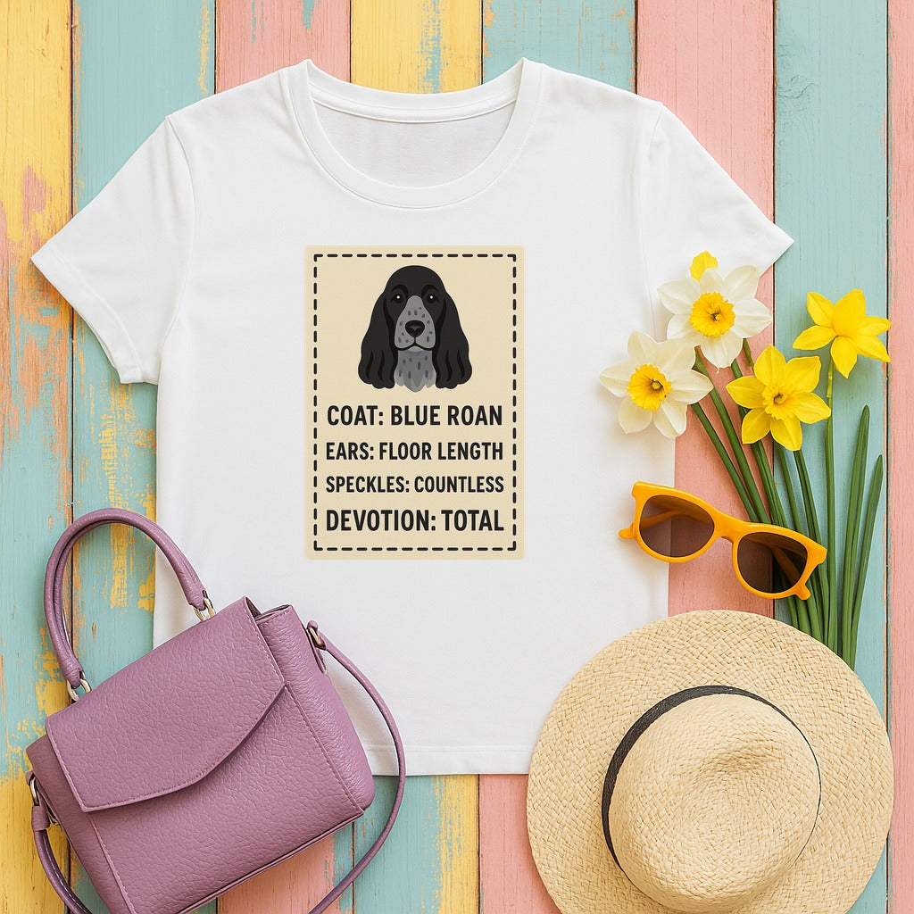 English Cocker Blue Roan Coat Tee in White