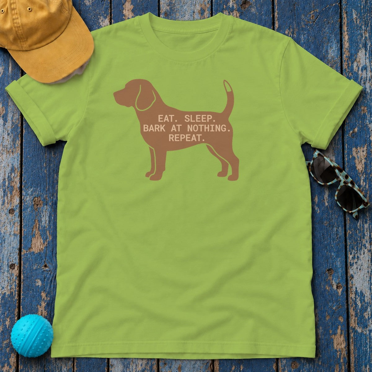 Eat Sleep Bark At Nothing Repeat Beagle T-Shirt in Kiwi