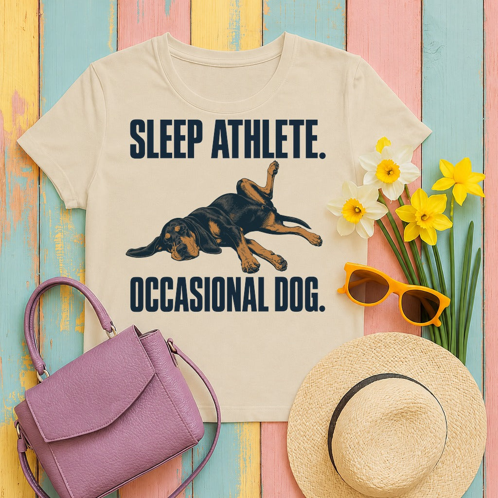 Black and Tan Coonhound The Sleep Athlete Coonhound t-shirt