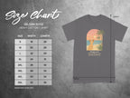 Gildan 5000 Heavy Cotton t-shirt size chart with width and length measurements.