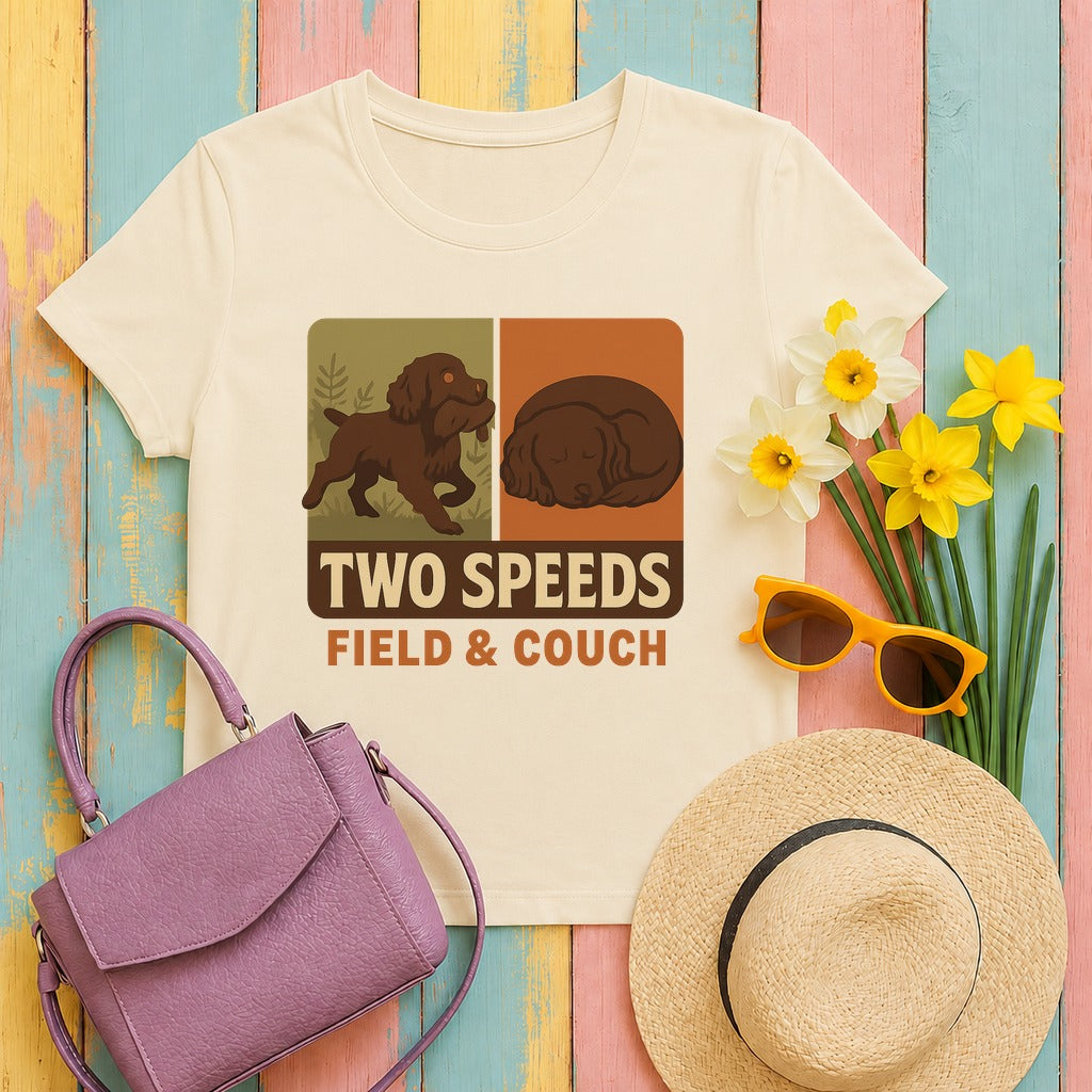 Boykin Spaniel Two Speeds Field and Couch t-shirt