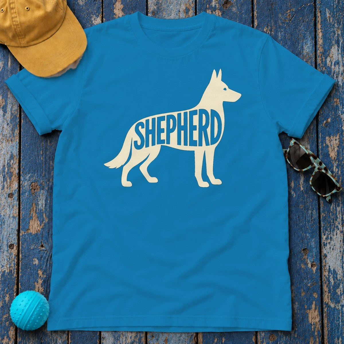 Elegant German Shepherd Silhouette T-Shirt in Sapphire