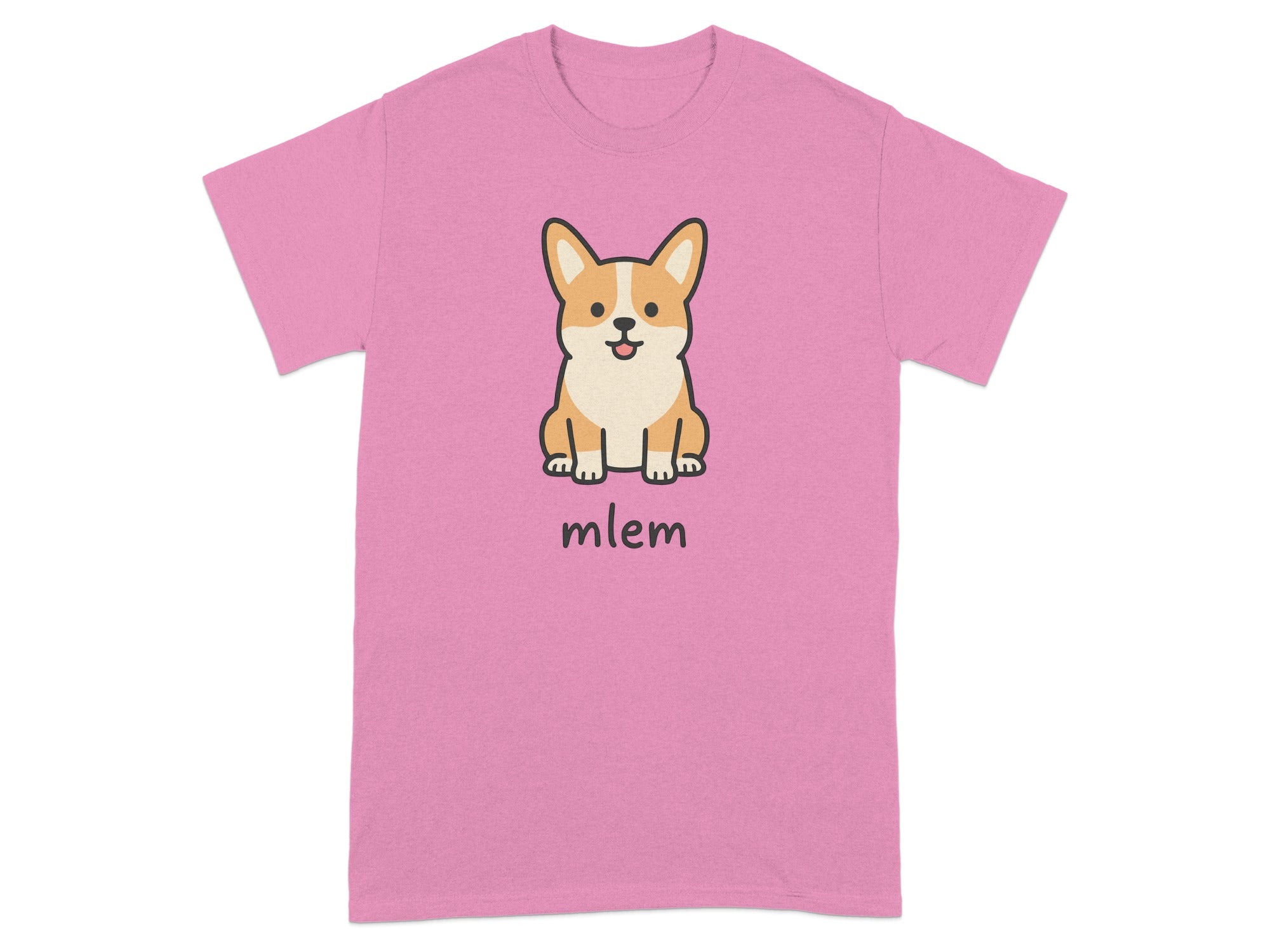 Mlem Cute Cartoon Dog Graphic Pink T-Shirt Product