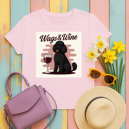 Wags and Wine Dog Sitting With Glass Graphic product